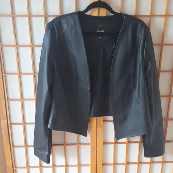 Jeanswest black leather Open Jacket size 14 - Picture 2 of 9